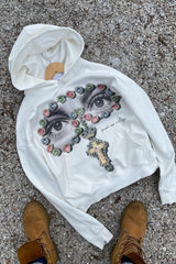 Eye Cross Graphic Cropped Pullover Hoodie