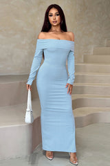 One Shoulder Long Sleeve Maxi Dress