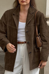 Vintage Suede Lapel Long Jacket