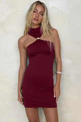 Metal Ring Strapless Mini Dress