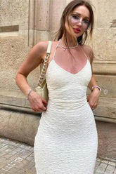 Strapless Halter Midi Dress