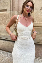 Strapless Halter Midi Dress