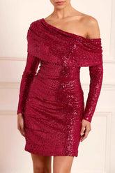 Sexy Party Long Sleeve Embellished Evening Sequin Dress