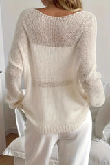 Sheer Wide Neck Open Knit Sweater