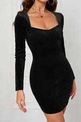Velvet Solid Bodycon Slim Waist Sexy Mini Dress