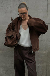 Vintage Brown Corduroy Zip Coat