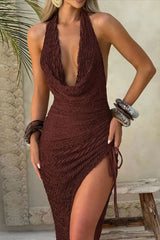 Backless Shirred Mini Dress