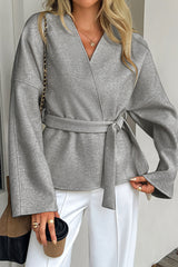 Casual Tie Belt Blazer Coat