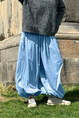 Elastic Waist Gathered Hem Balloon Pants