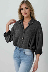 Blouse Textured With Buttons Clothes