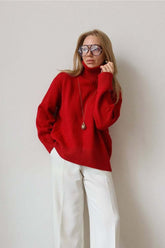 Oversized Solid Color Turtleneck Fashion Sweater