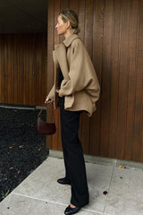 Oversized Batwing Sleeve Wool Blend Coat