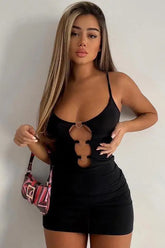 Heart Cutout Halter Mini Dress