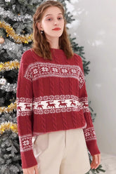 Loose Striped Jacquard Christmas Sweater