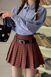 Plus Size Plaid Pleated Christmas Skirt