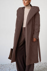 Solid Color Long Cotton Coat