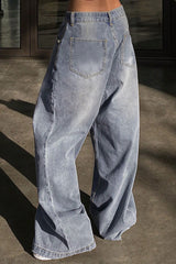 Washed Wide Leg Floor Length Jean