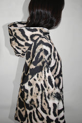 Leopard Raw Edge Loose Fit Hoodie