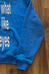 Blue Letter Graphic Oversized Zip Hoodie