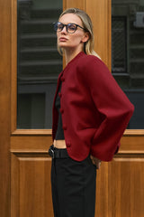 Elegant Red Wool Blazer Jacket