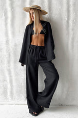 Cotton Oversized Shirt Straight Pants Set