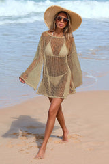 Snow Hollow Out Long Sleeve Knit Cover Up