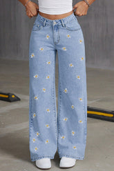 Floral Embroidered Denim Jean