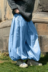 Elastic Waist Gathered Hem Balloon Pants