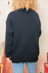 Christmas Cartoon Deer Knit Crew Patchwork Sweater