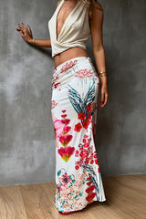 Printed High-Waist Bodycon Skirt