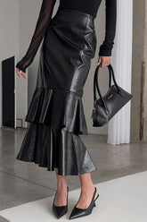 High Waist Fishtail Maxi Skirt