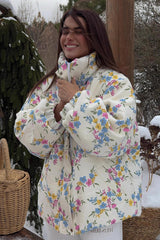 Printed Stand Collar Cotton Coat