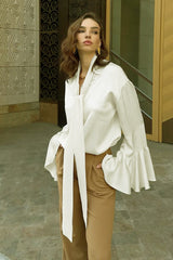 Vintage Tie Long Sleeve Blouse