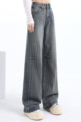 Jacquard Stripe Wide Leg Jean