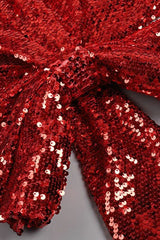 Elegant One Shoulder Bustier Bow Accent Slim Sequin Dress