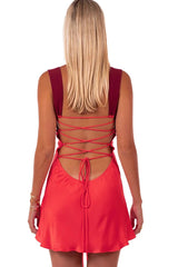 Satin Patchwork Midi Dress