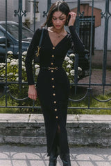 Slim Knit Long Sleeve Midi Dress