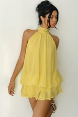 Chiffon Halter A-Line Mini Dress