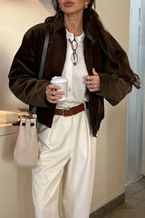 Corduroy Point Collar Bomber Jacket