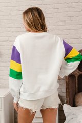 Color Block Sleeve Crew Neck Sweatshirt