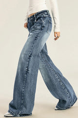 Washed Cat Whisker Wide Jean