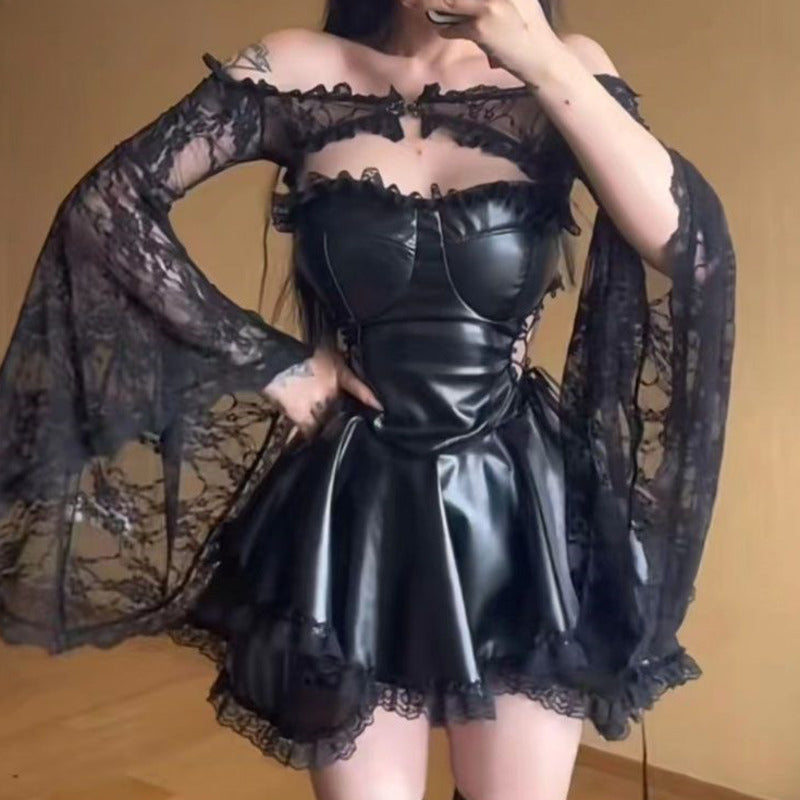 French Luxury Y2K Black Fit Sweet Sexy Female Chest Mini Summer Wrap Gown Gothic Punk Slim Party Gown