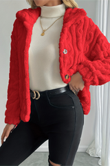 Double Fleece Cable Knit Soft Plush Warm Christmas Outerwear