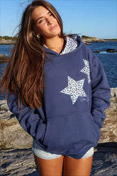 Leopard Star Embroidered Oversized Hoodie