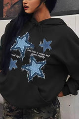 Gothic Star Print Hoodie