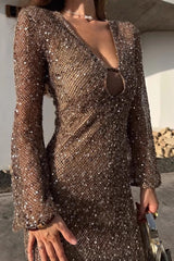 Elegant Sequin Crochet Bodycon Sequin Dress