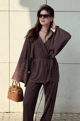 Modal Relaxed Pajama Top Straight Pants Set