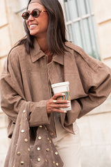 Oversized Faux Suede Bomber Urban Jacket