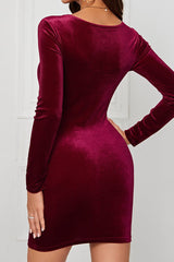 Bodycon Slim Waist Cinching Party Velvet Dress