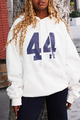 Number Graphic Oversized Pullover Hoodie